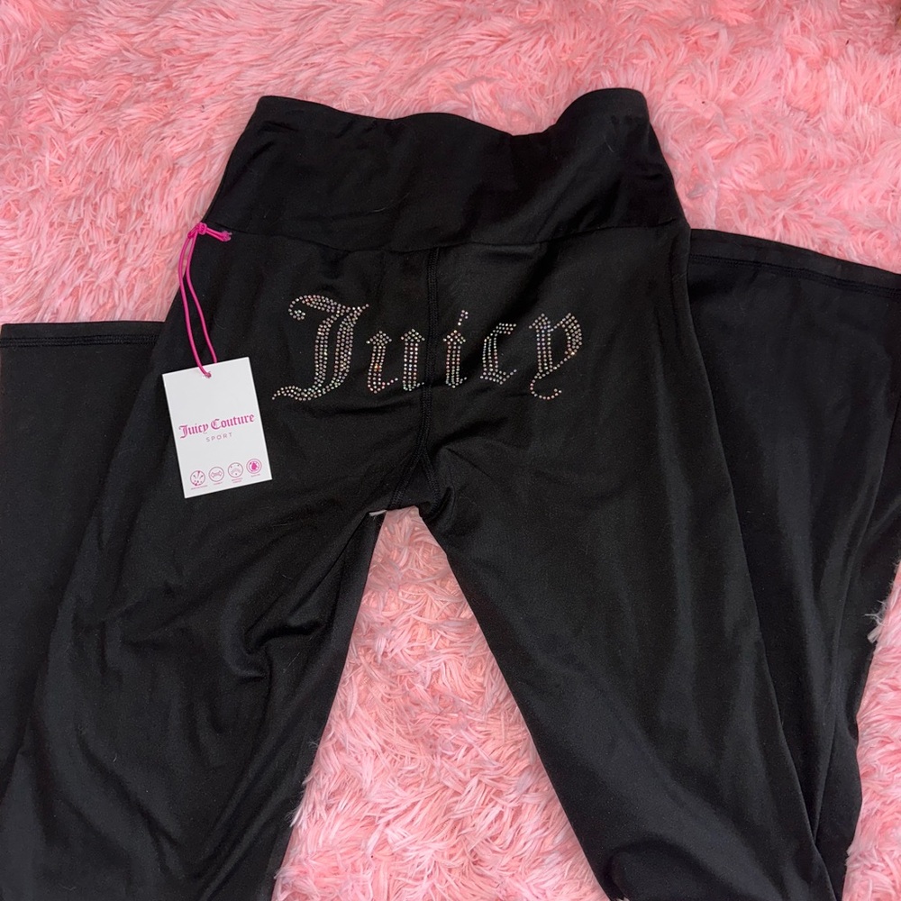 Juicy Couture Black Rhinestone Logo Boot-Cut Pants